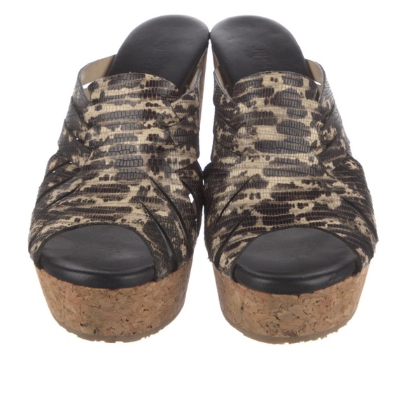 Jimmy Choo leather snakeskin print slides - Picture 1 of 5